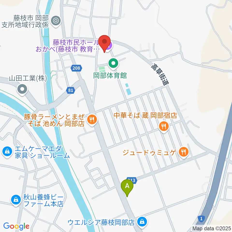 藤枝市民ホールおかべ周辺のコンビニエンスストア一覧地図