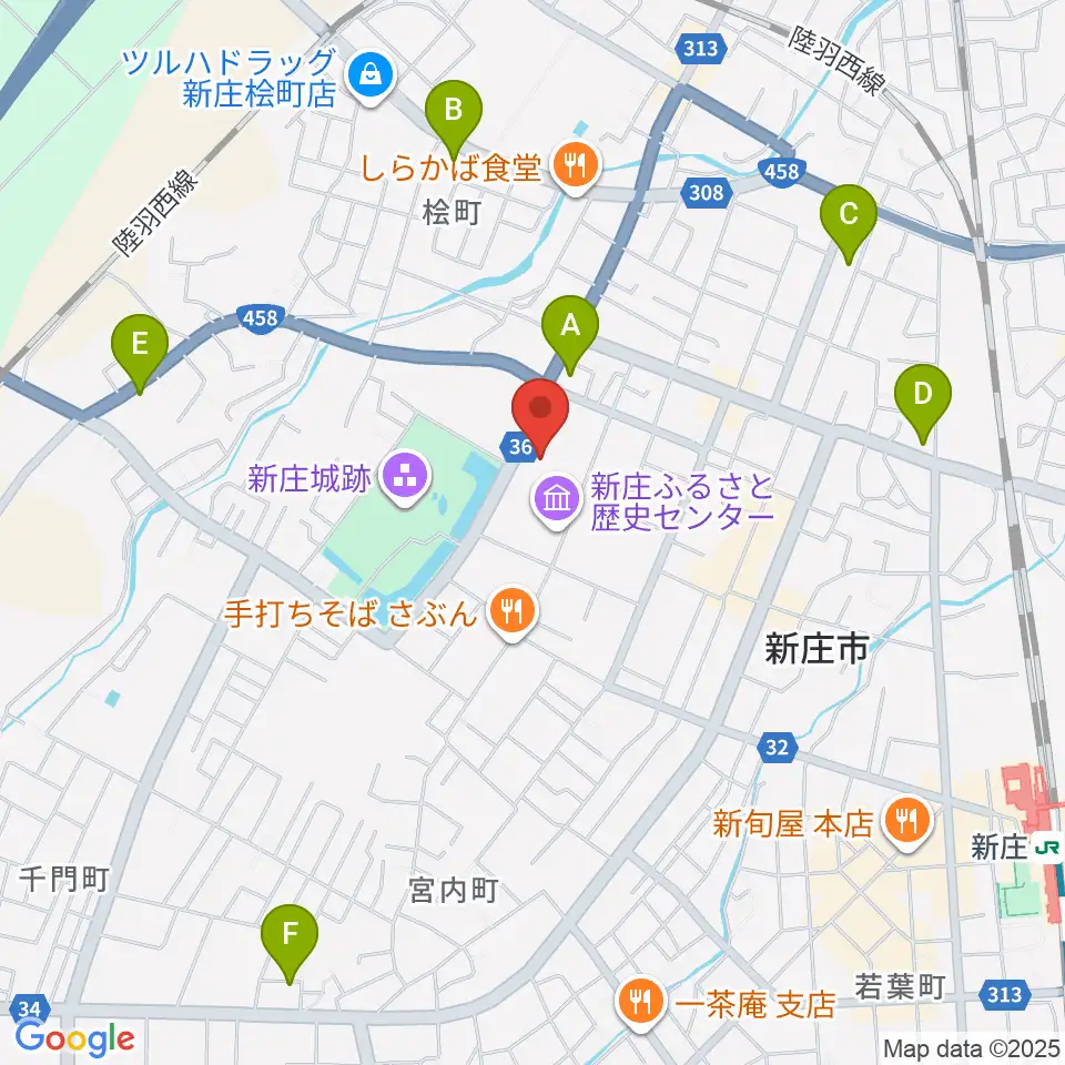 新庄市民文化会館周辺のコンビニエンスストア一覧地図