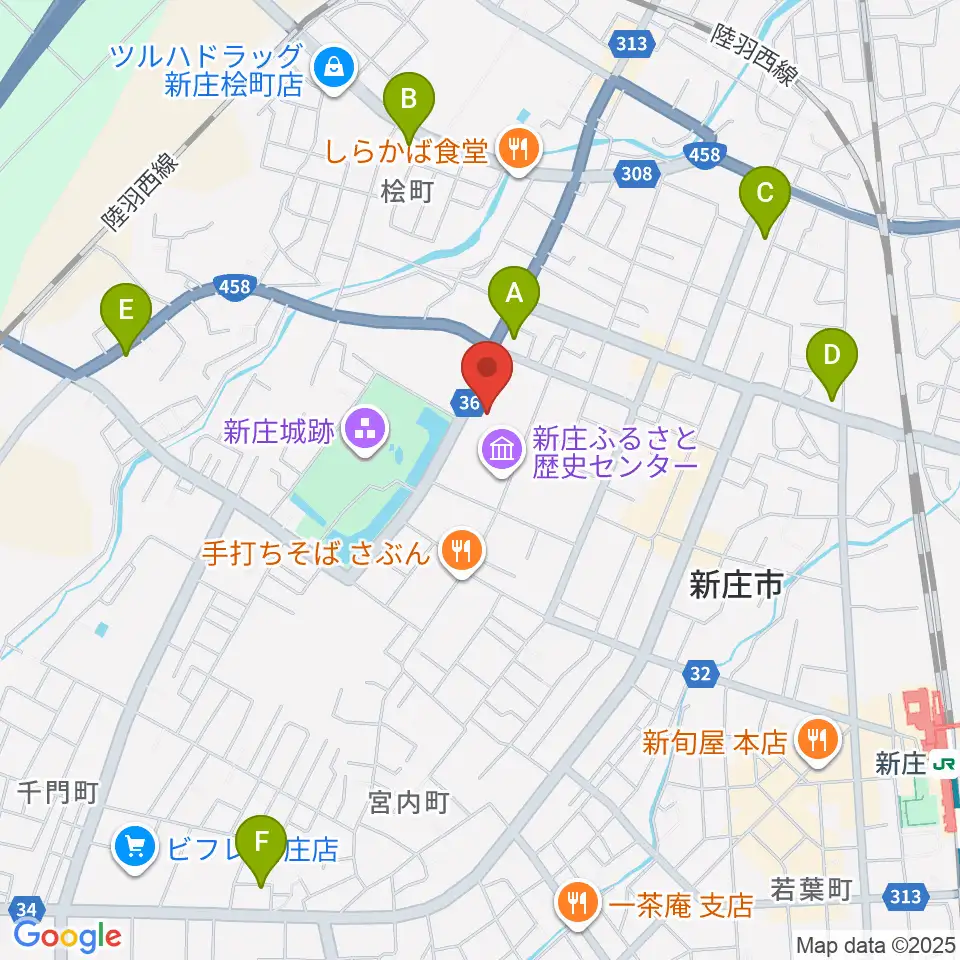 新庄市民文化会館周辺のコンビニエンスストア一覧地図