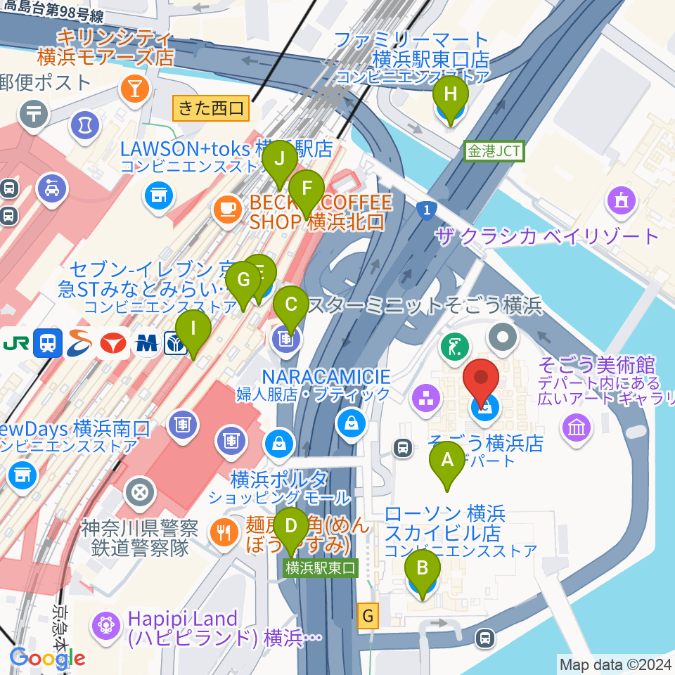 新都市ホール周辺のコンビニエンスストア一覧地図