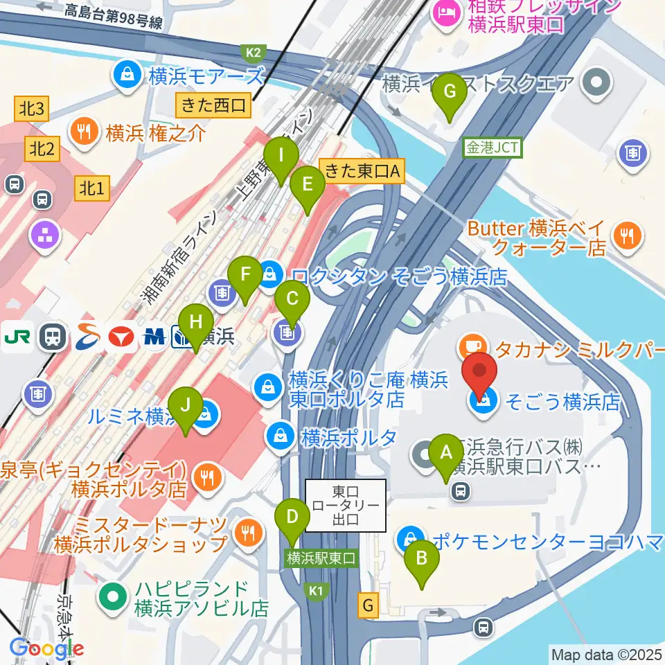新都市ホール周辺のコンビニエンスストア一覧地図