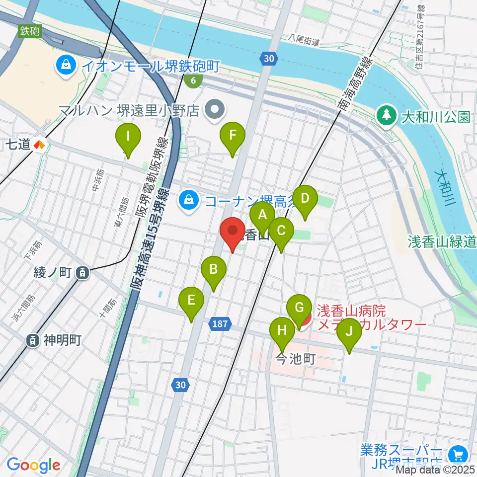 JwaGuitar音楽教室周辺のコンビニエンスストア一覧地図
