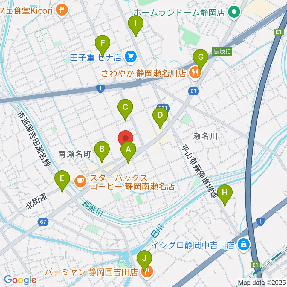 すみやグッディおとサロン瀬名周辺のコンビニエンスストア一覧地図