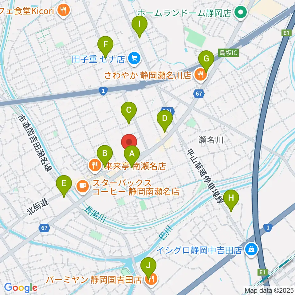 すみやグッディおとサロン瀬名周辺のコンビニエンスストア一覧地図
