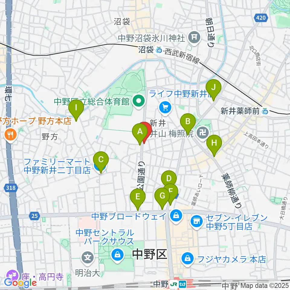 中野 Studio twl周辺のコンビニエンスストア一覧地図