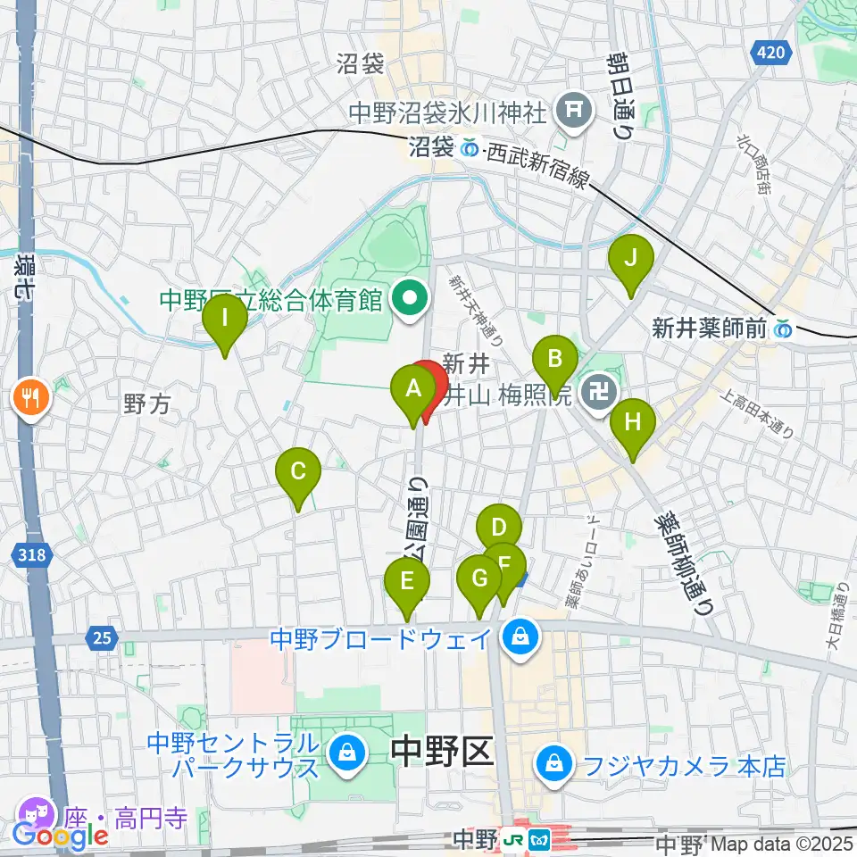 中野 Studio twl周辺のコンビニエンスストア一覧地図