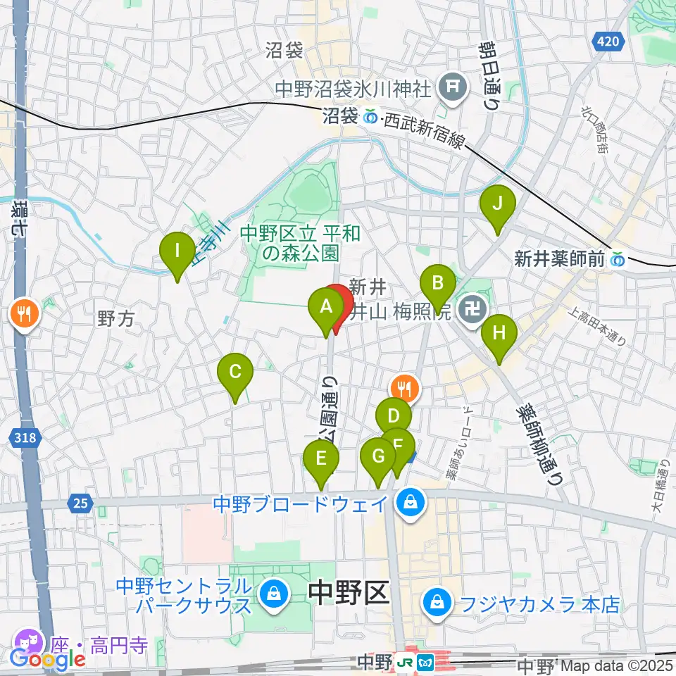 中野 Studio twl周辺のコンビニエンスストア一覧地図