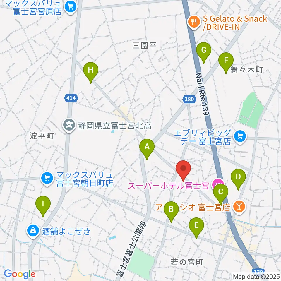 タンザワ楽器 富士宮音楽館周辺のコンビニエンスストア一覧地図