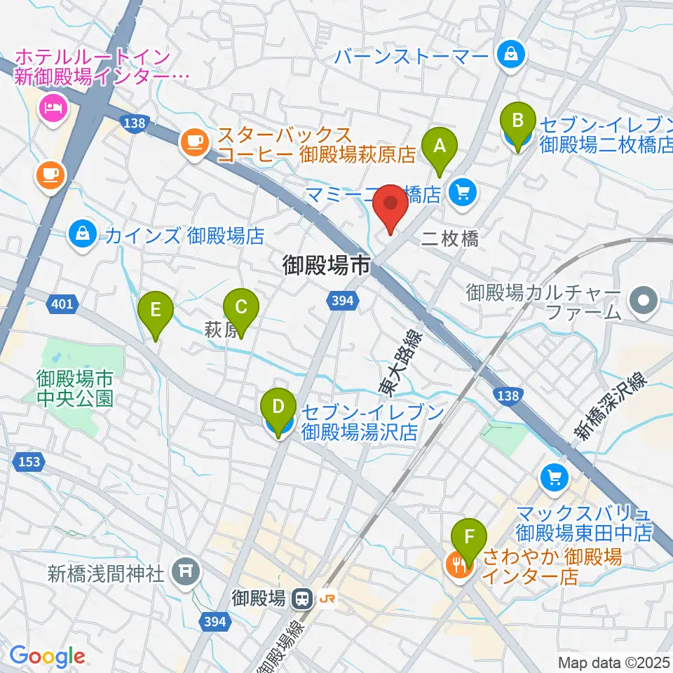 タンザワ楽器 御殿場店周辺のコンビニエンスストア一覧地図