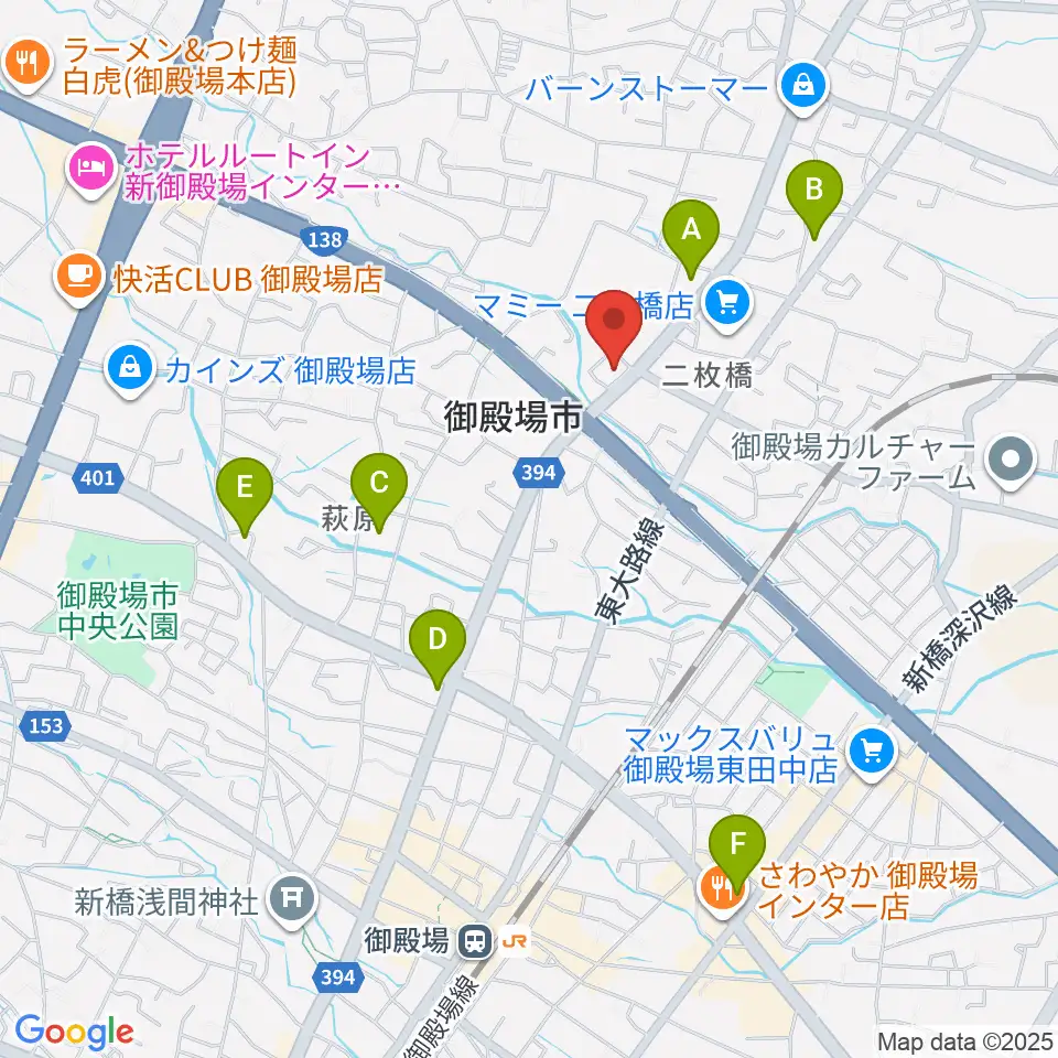 タンザワ楽器 御殿場店周辺のコンビニエンスストア一覧地図