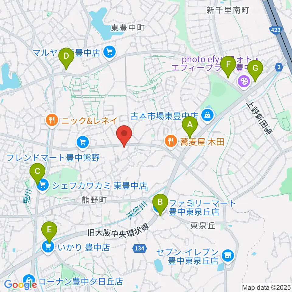玉田ピアノ東豊中センター周辺のコンビニエンスストア一覧地図