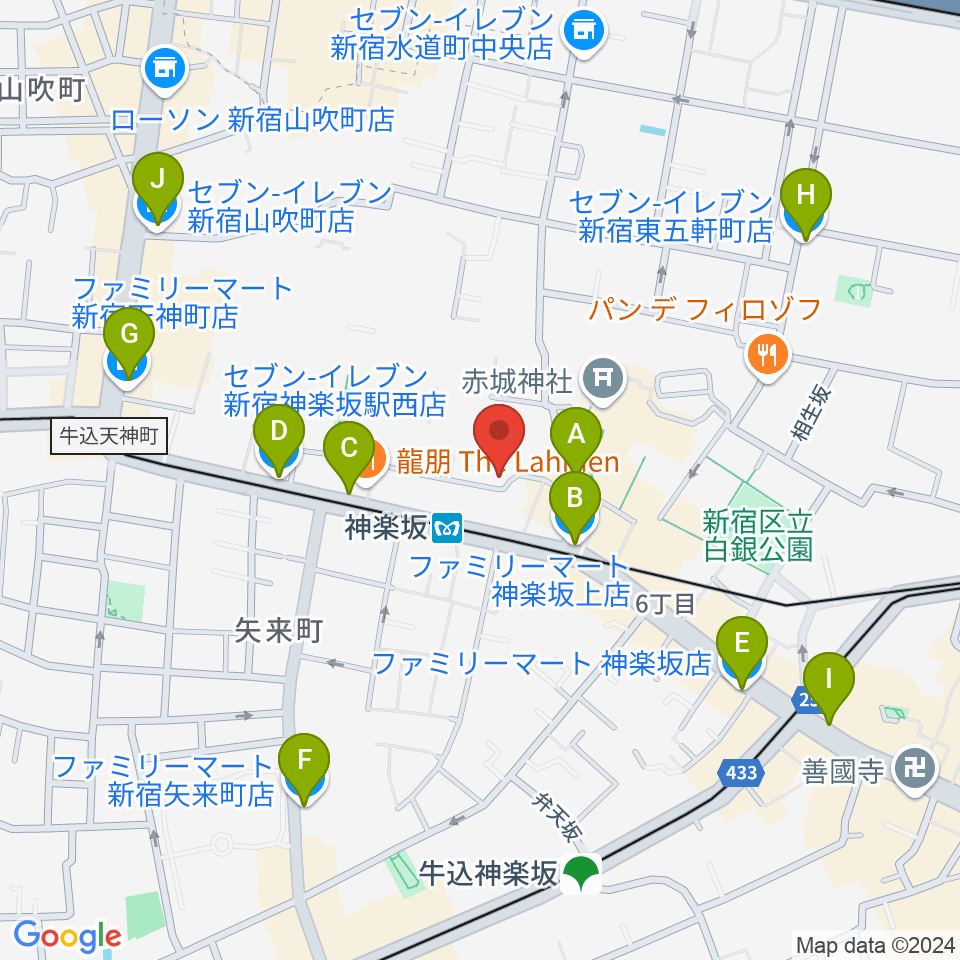 神楽坂セッションハウス周辺のコンビニエンスストア一覧地図