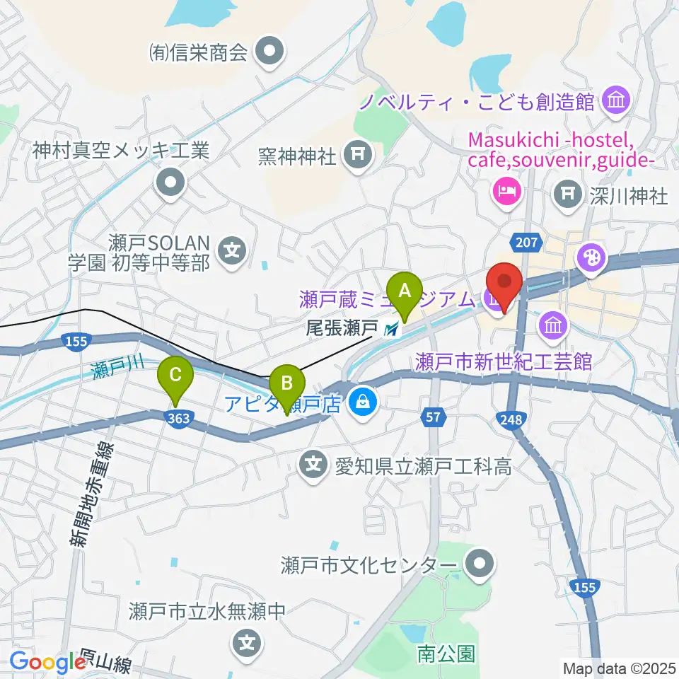 瀬戸蔵周辺のコンビニエンスストア一覧地図
