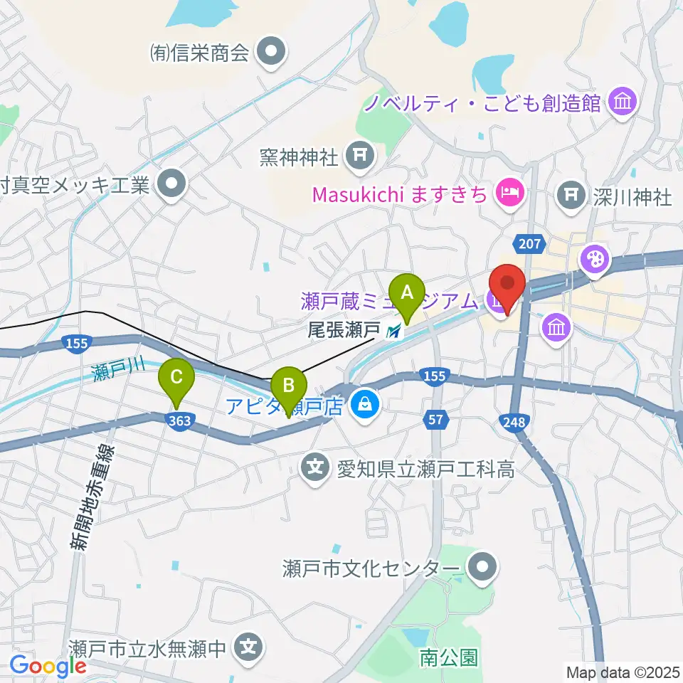 瀬戸蔵周辺のコンビニエンスストア一覧地図