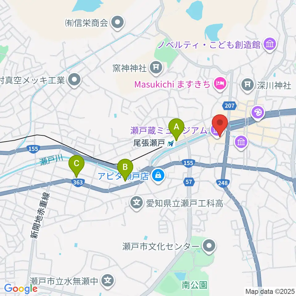 瀬戸蔵周辺のコンビニエンスストア一覧地図