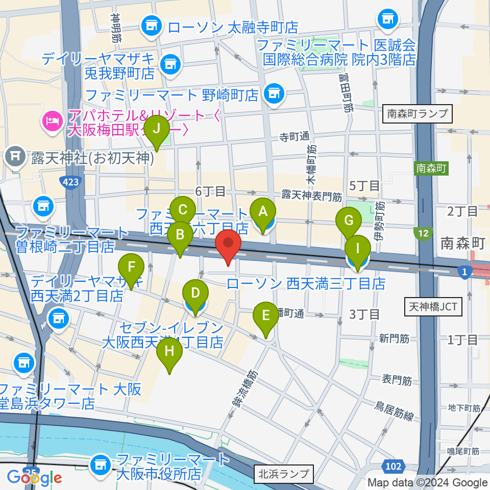 ソープオペラクラシックス梅田周辺のコンビニエンスストア一覧地図