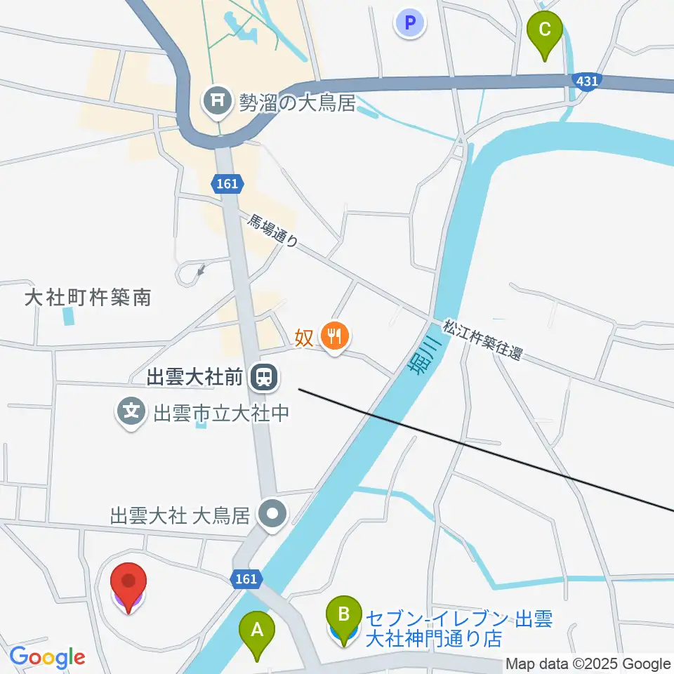 大社文化プレイス うらら館周辺のコンビニエンスストア一覧地図