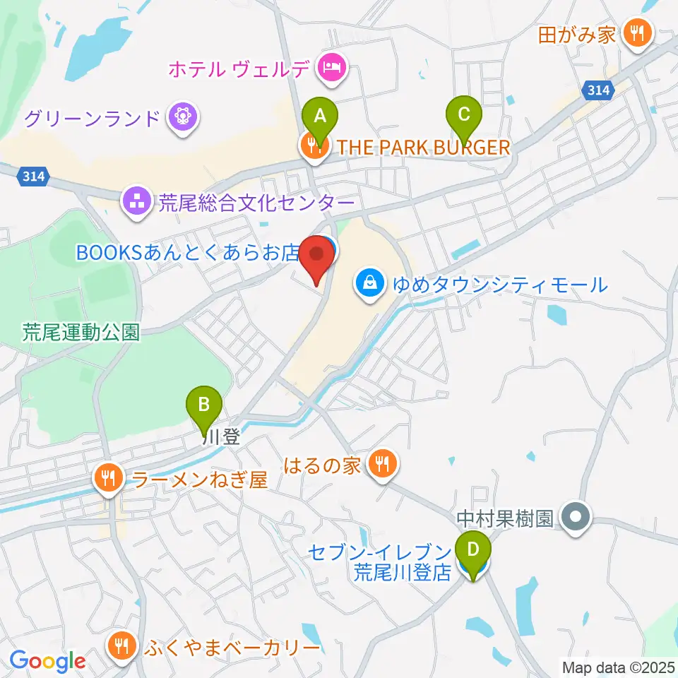 大谷楽器店 荒尾教室周辺のコンビニエンスストア一覧地図