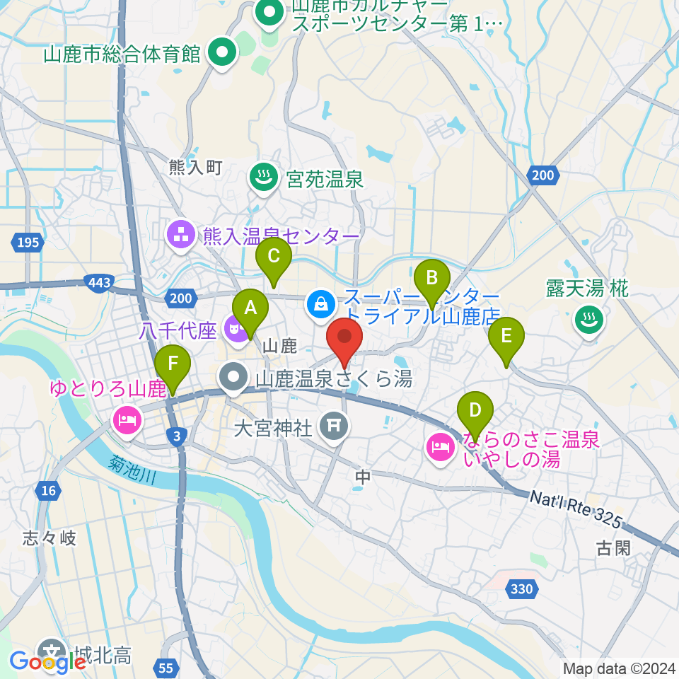 大谷楽器店 山鹿教室周辺のコンビニエンスストア一覧地図