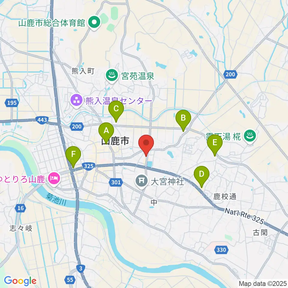 大谷楽器店 山鹿教室周辺のコンビニエンスストア一覧地図