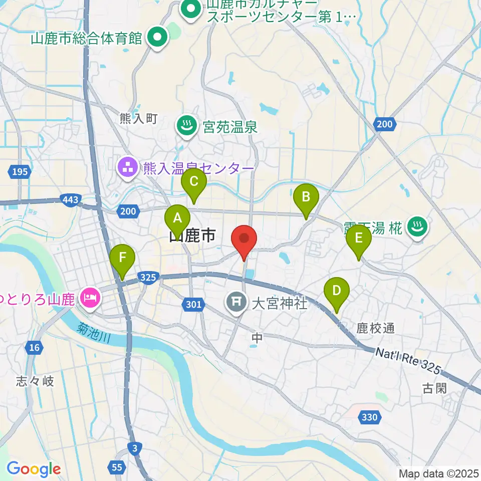 大谷楽器店 山鹿教室周辺のコンビニエンスストア一覧地図