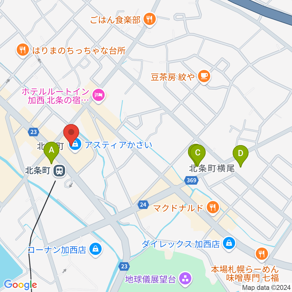 ねひめホール（加西市地域交流センター）周辺のコンビニエンスストア一覧地図