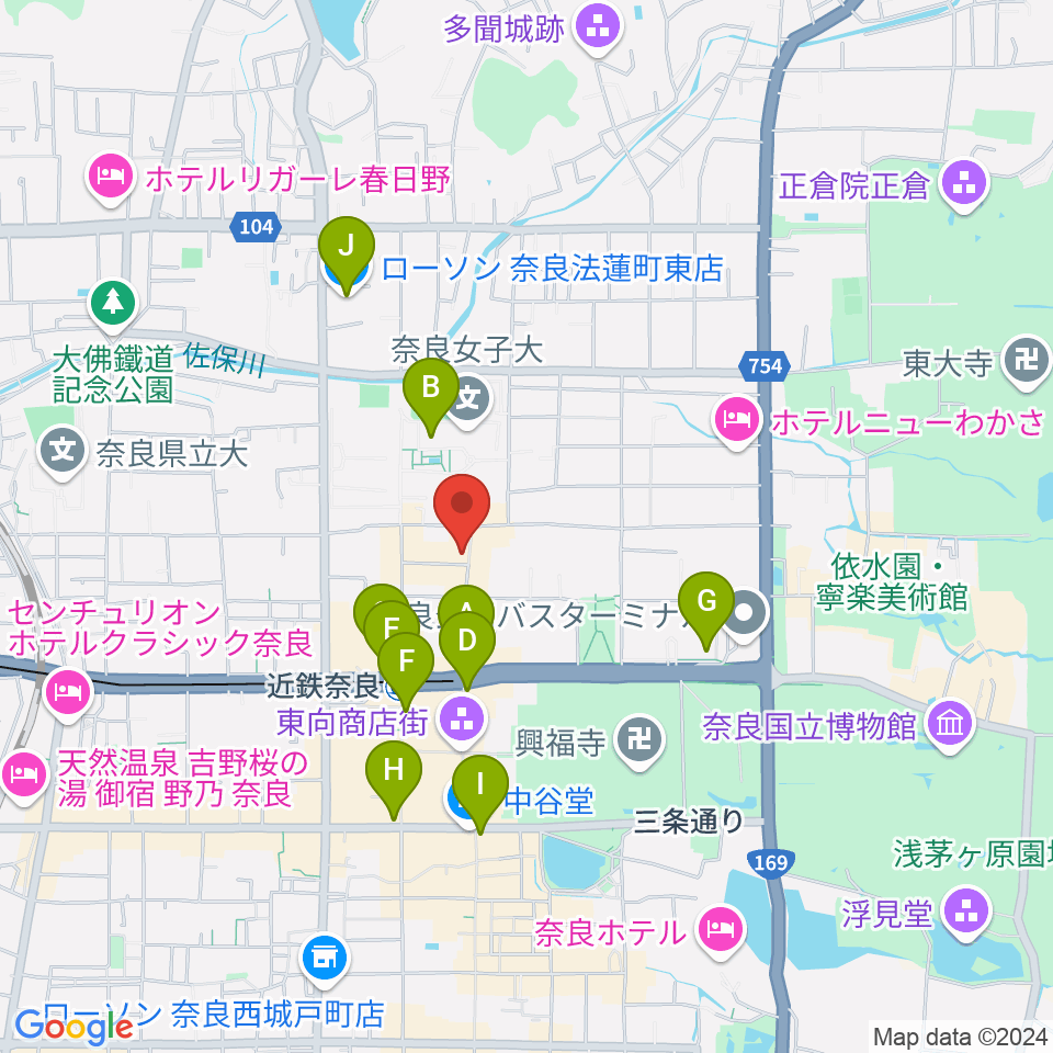 奈良ビバリーヒルズ周辺のコンビニエンスストア一覧地図