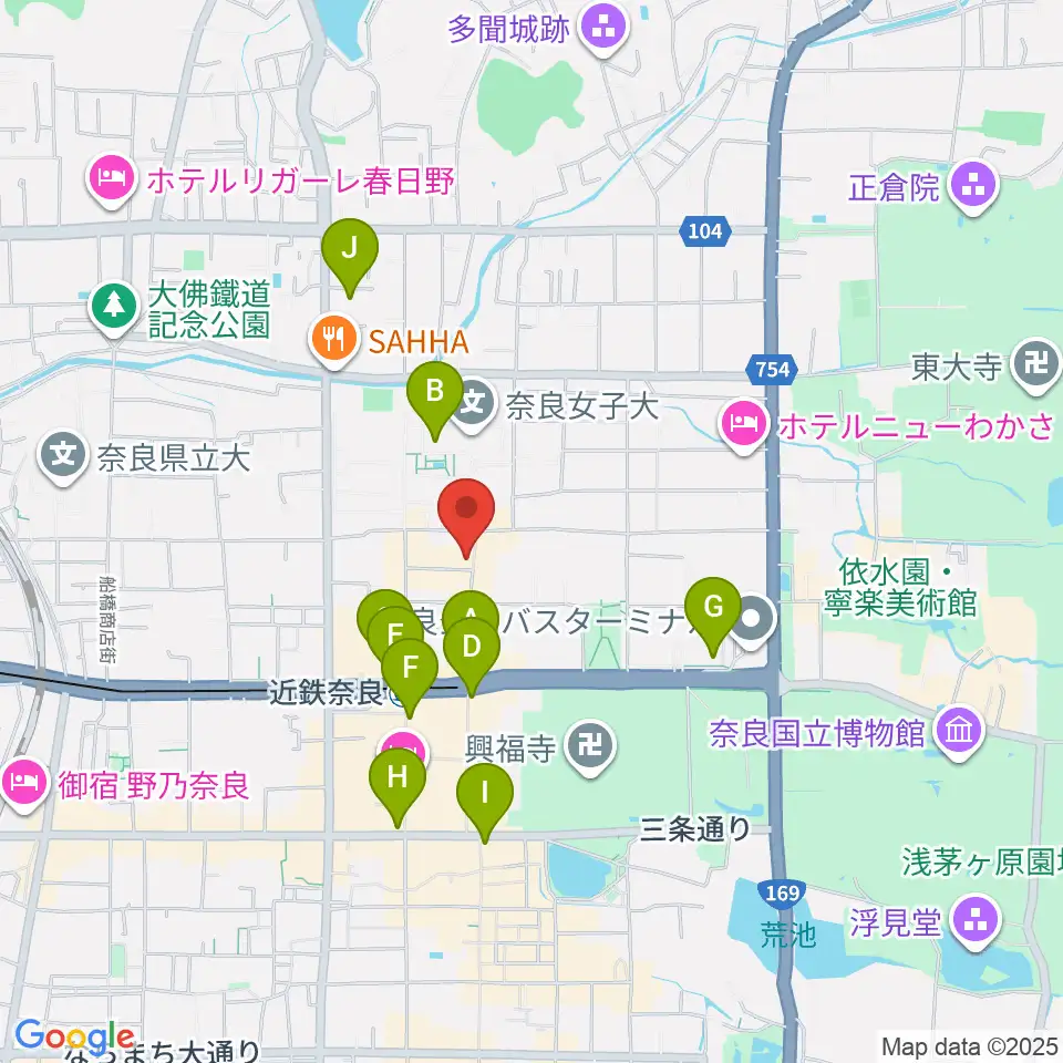 奈良ビバリーヒルズ周辺のコンビニエンスストア一覧地図