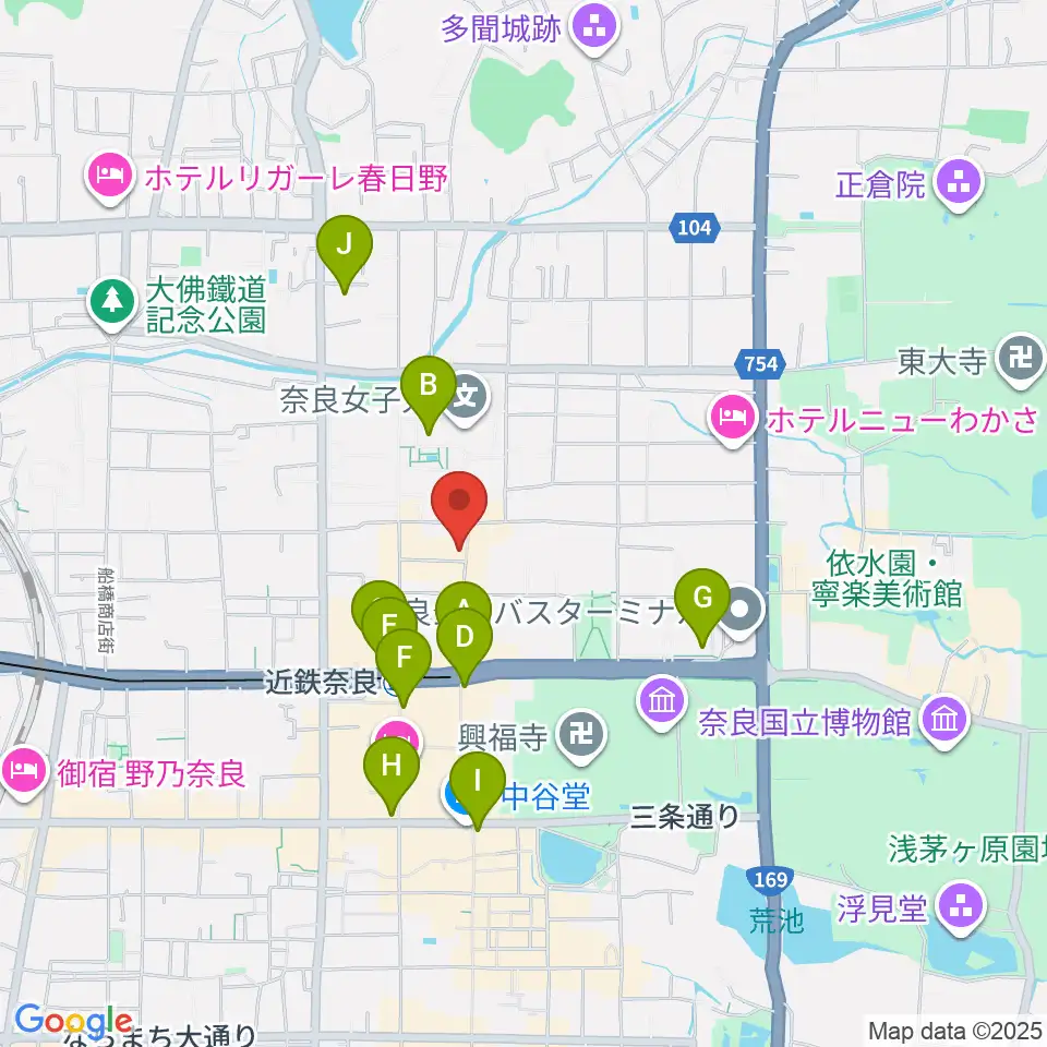 奈良ビバリーヒルズ周辺のコンビニエンスストア一覧地図