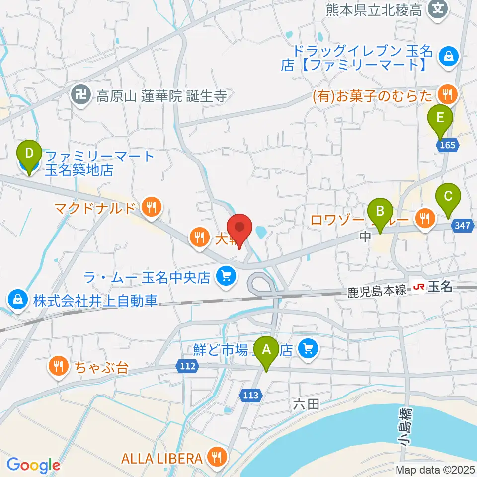 大谷楽器店 玉名教室周辺のコンビニエンスストア一覧地図