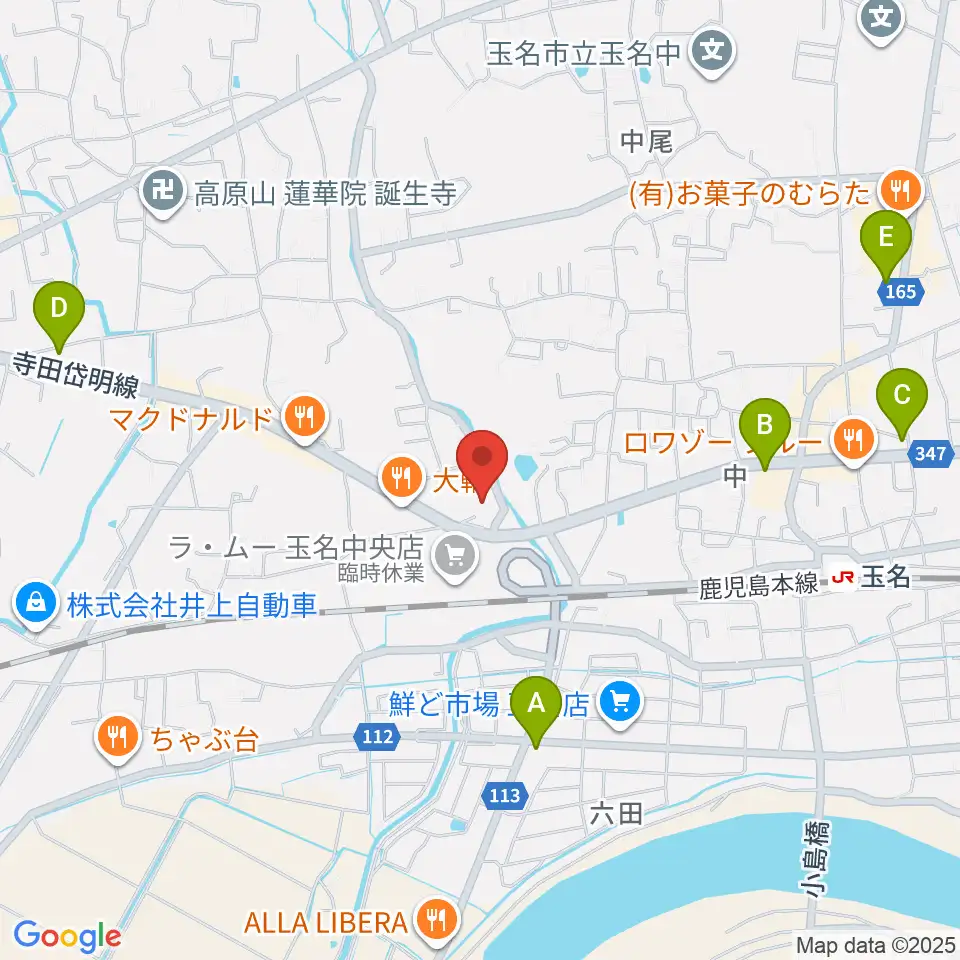 大谷楽器店 玉名教室周辺のコンビニエンスストア一覧地図