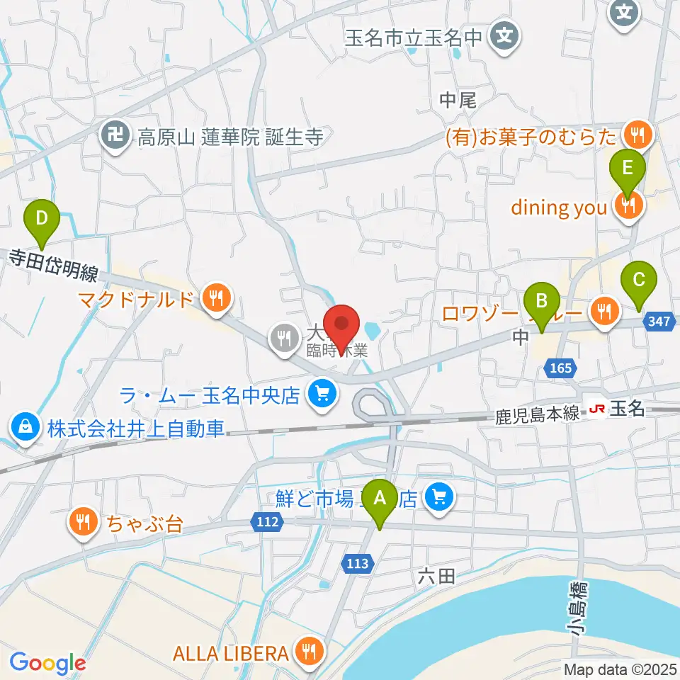 大谷楽器店 玉名教室周辺のコンビニエンスストア一覧地図