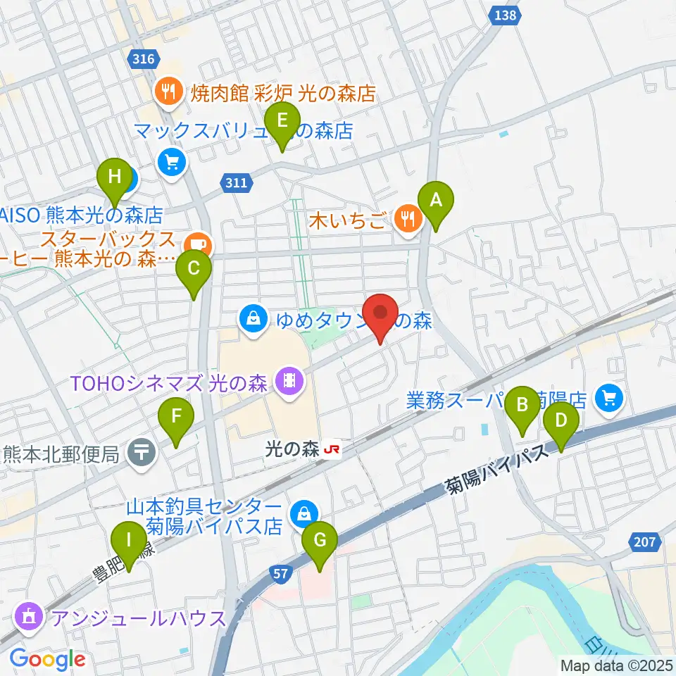 大谷楽器 光の森教室周辺のコンビニエンスストア一覧地図