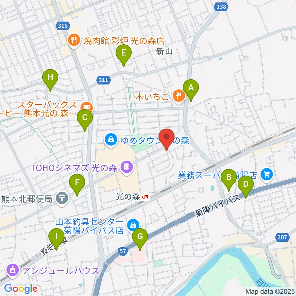 大谷楽器 光の森教室周辺のコンビニエンスストア一覧地図
