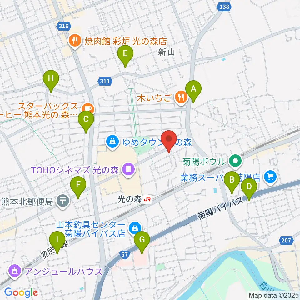 大谷楽器 光の森教室周辺のコンビニエンスストア一覧地図