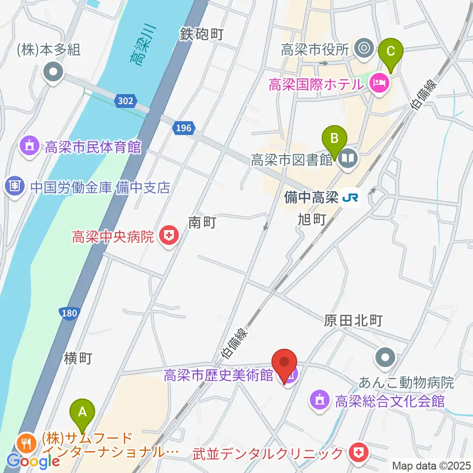 高梁市文化交流館周辺のコンビニエンスストア一覧地図