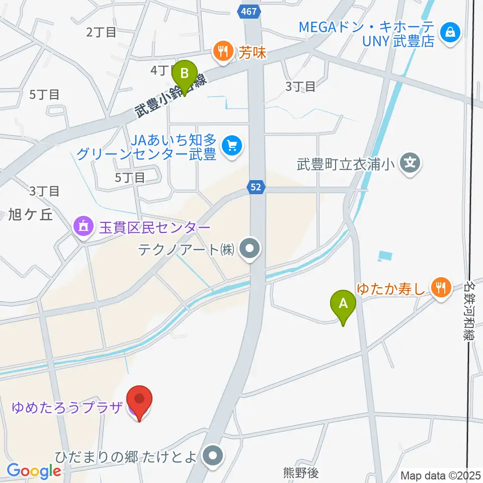 ゆめたろうプラザ 武豊町民会館周辺のコンビニエンスストア一覧地図