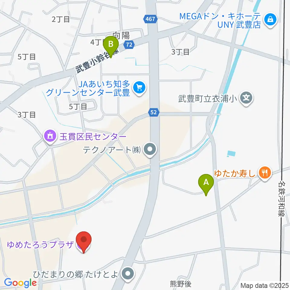 ゆめたろうプラザ 武豊町民会館周辺のコンビニエンスストア一覧地図