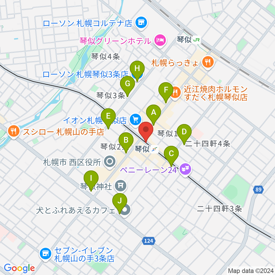 ターミナルプラザことにパトス周辺のコンビニエンスストア一覧地図