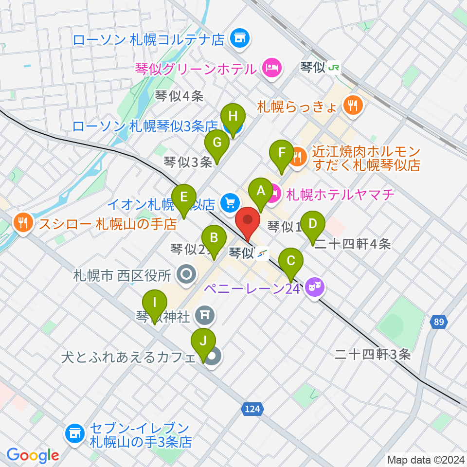 ターミナルプラザことにパトス周辺のコンビニエンスストア一覧地図