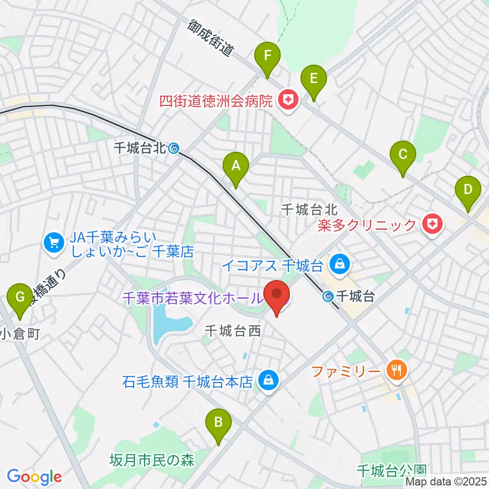 千城台コミュニティセンター周辺のコンビニエンスストア一覧地図