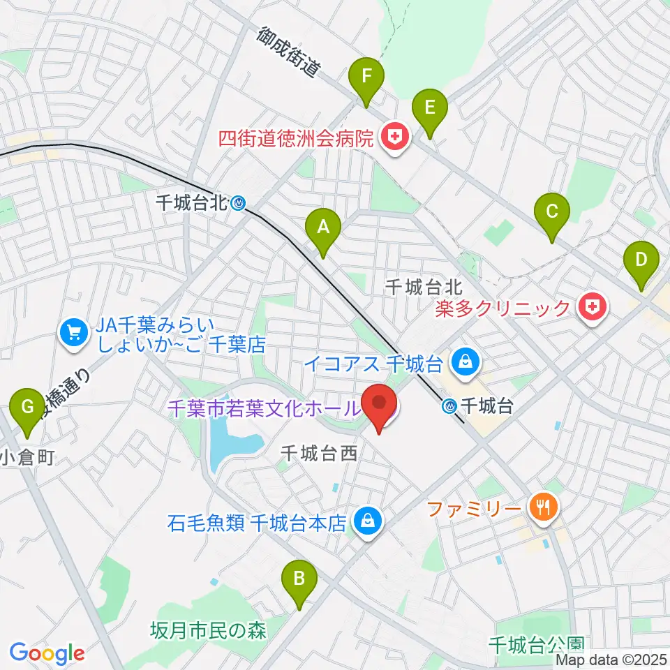 千城台コミュニティセンター周辺のコンビニエンスストア一覧地図