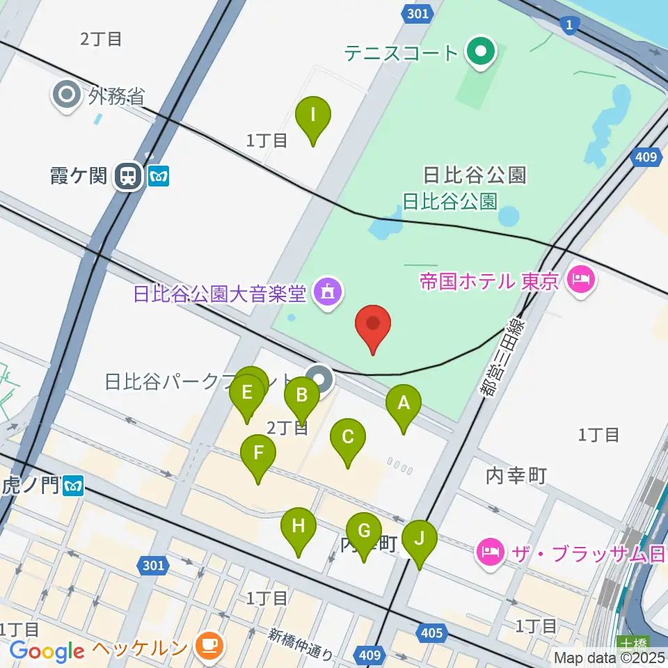 日比谷コンベンションホール周辺のコンビニエンスストア一覧地図