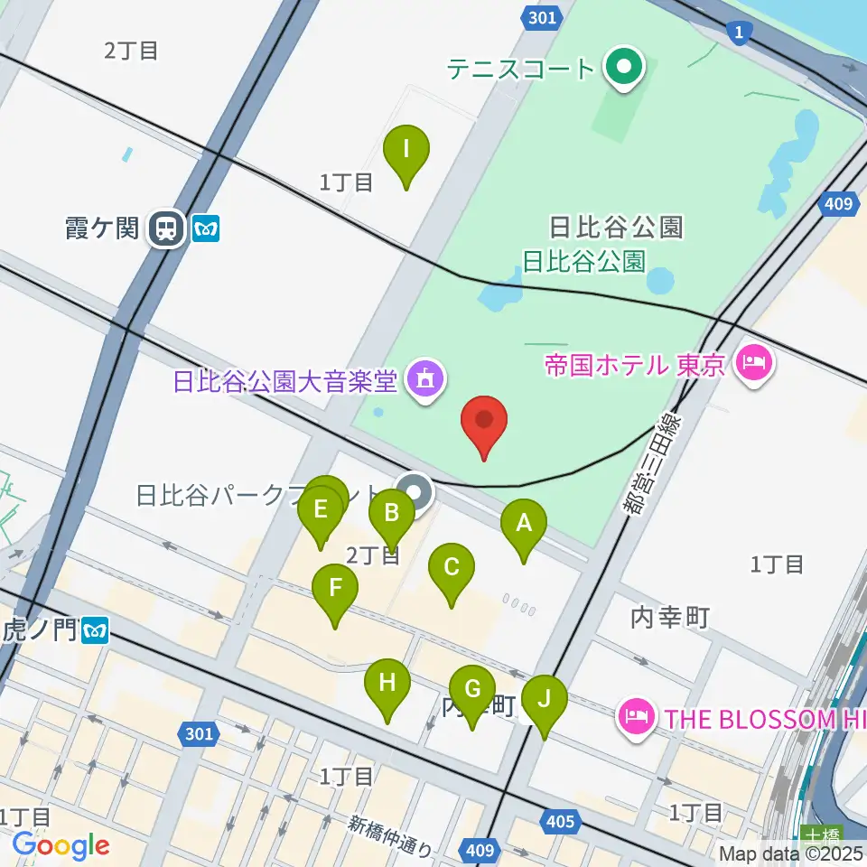 日比谷コンベンションホール周辺のコンビニエンスストア一覧地図
