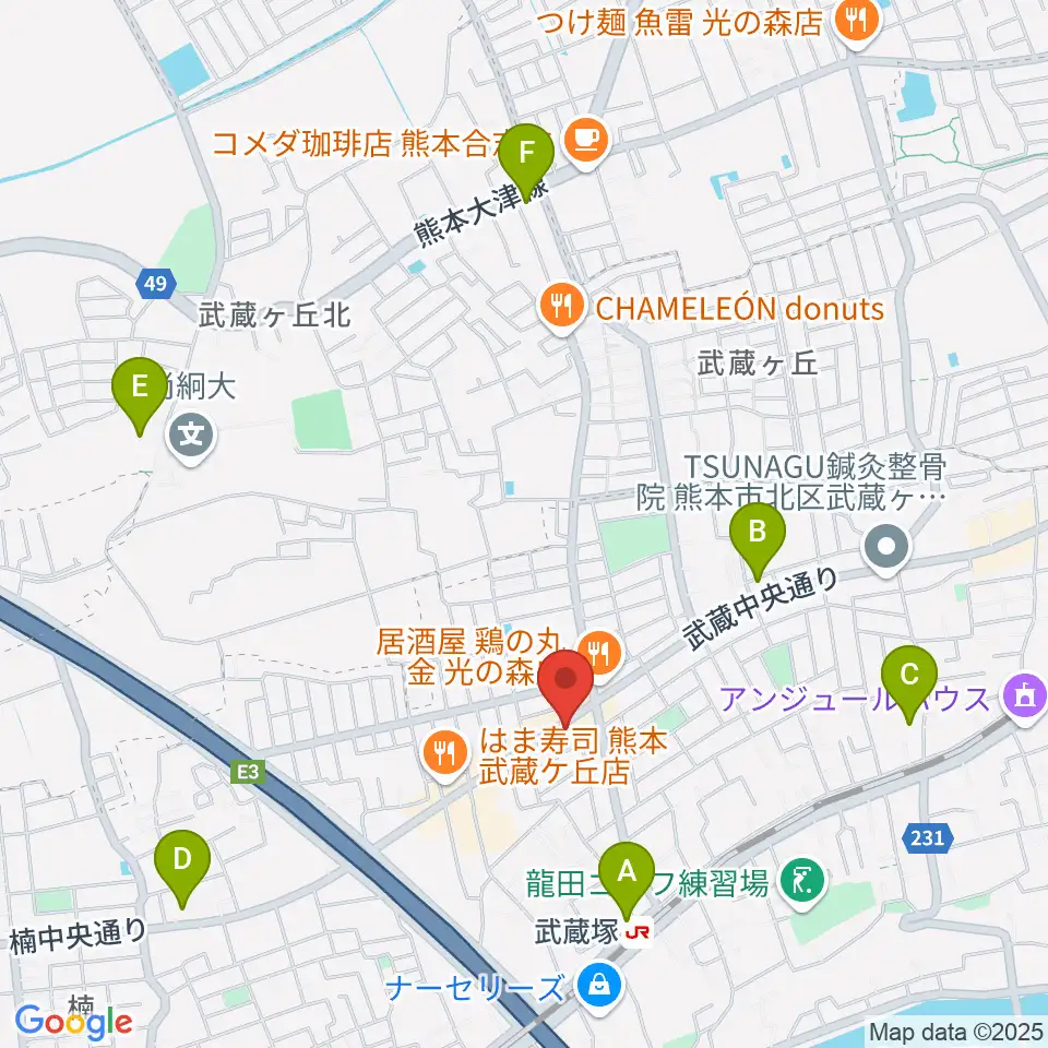 大谷楽器 武蔵ヶ丘教室周辺のコンビニエンスストア一覧地図