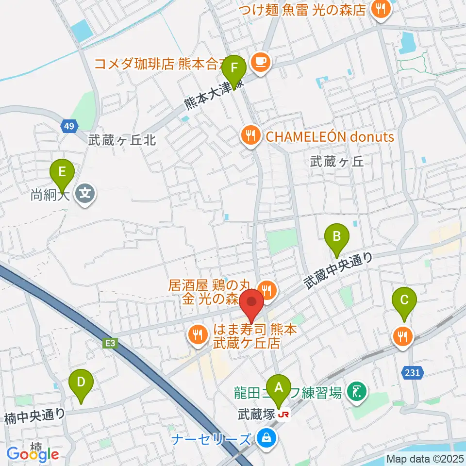 大谷楽器 武蔵ヶ丘教室周辺のコンビニエンスストア一覧地図