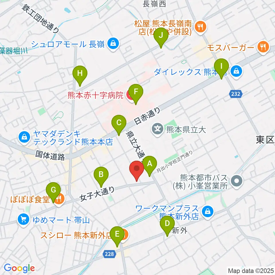 大谷楽器 月出教室周辺のコンビニエンスストア一覧地図