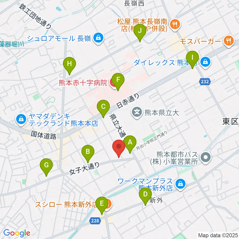 大谷楽器 月出教室周辺のコンビニエンスストア一覧地図