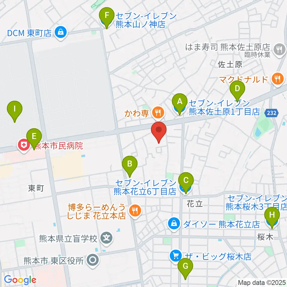 大谷楽器 はなたて教室周辺のコンビニエンスストア一覧地図