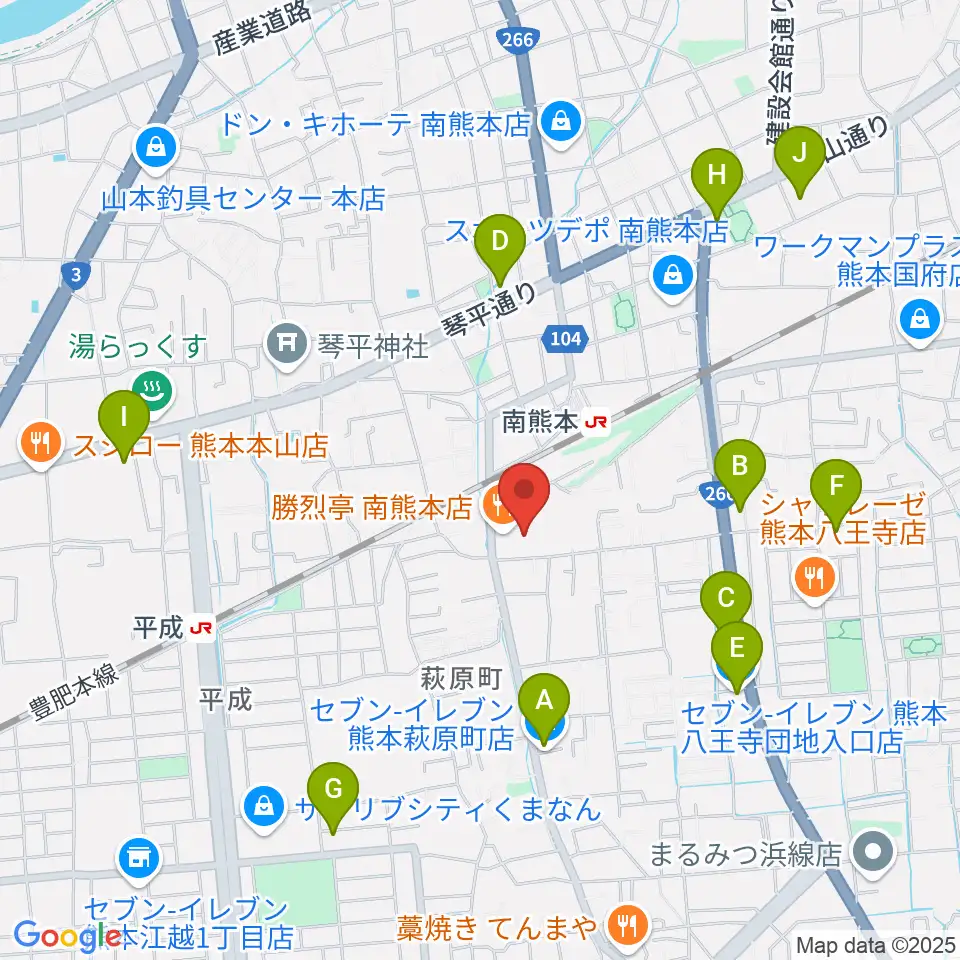 大谷楽器 南熊本教室周辺のコンビニエンスストア一覧地図